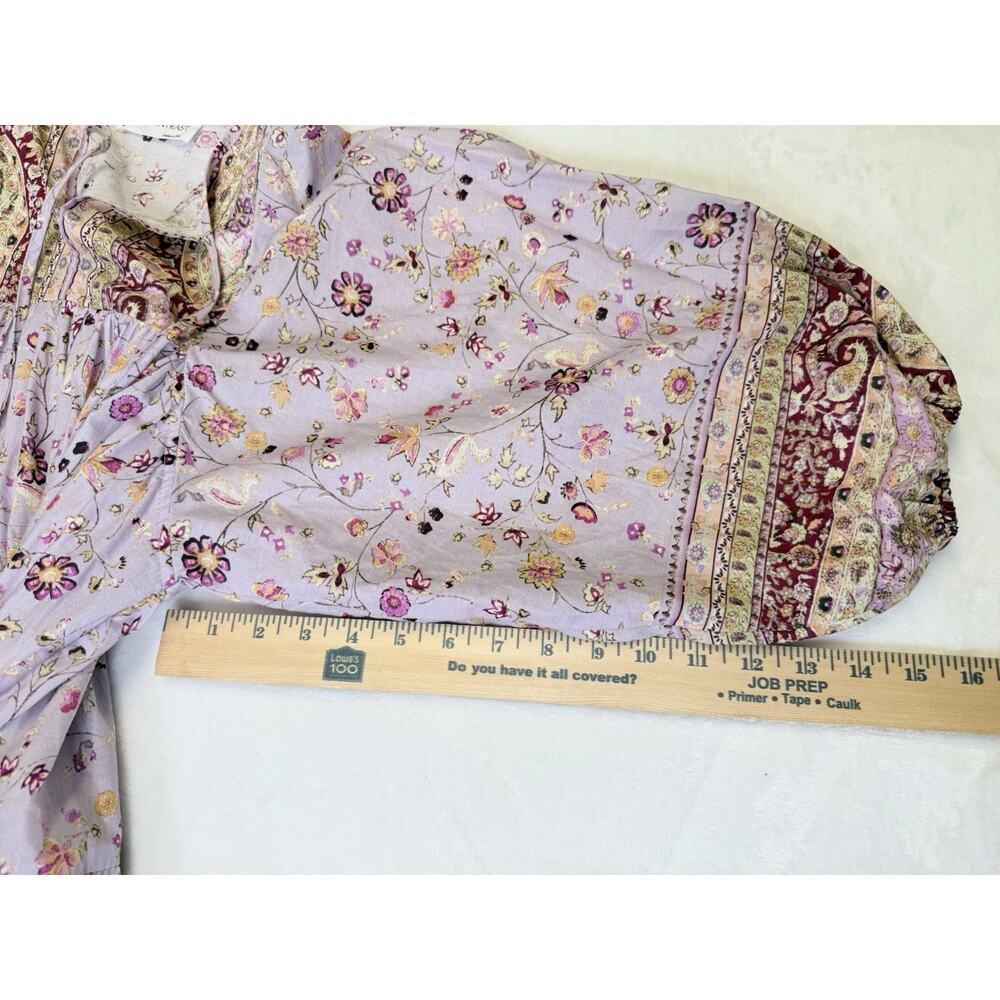 Anthropologie Self Contrast Midi Dress Women’s Sz M Cotton Floral Peasant USA - Picture 10 of 12